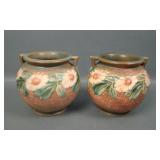 Two Roseville Dahlrose Small Handled Vases