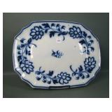 Antique English Flow Blue Floral Decorated Plattr