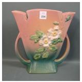 Roseville Pottery White Rose Fan Vase