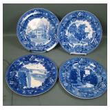 Four Wedgwood Blue & White Historical Plates