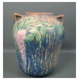 Roseville Art Pottery Blue Wisteria Handled Vase