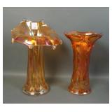 Two Imperial Marigold  Carnival Glass Vases
