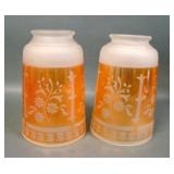 Two Imperial Nuart Etched Paneled Daisy Shades