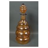 Czech Glass Marigold Ribbed Enameled Decanter