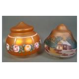 Two Czech Marigold Decorated Lamp Shades