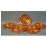 5 Federal Glass Marigold Carnival Glass Coasters
