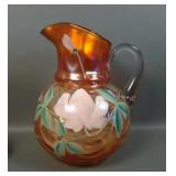 Fenton Marigold Enameled Lotus Cannonball Pitcher