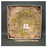 Fenton Topaz Decorated Lemon Plate in Original Box