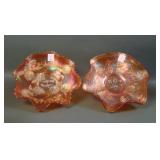 Two Fenton Marigold Carnival Glass Ruffled Bowls