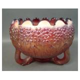 Rare Fenton Red Fenton Flowers Rose Bowl. (Damage)