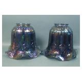 Two Vintage Imperial Smoke Leaf Garden Lamp Shades