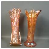 Two Dugan Marigold Carnival Glass Vases
