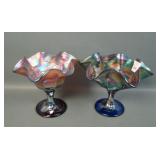 Two Fenton Wreath of Roses Compotes