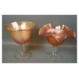 Two Fenton Marigold Peacock @ Urn Compotes