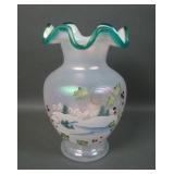 Fenton Woodland Frost Collection Decorated Vase