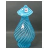 1930's Fenton Blue Opal Spiral Optic JIP Vase