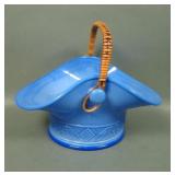 1930's Fenton Periwinkle Blue Wicker Handled Baskt
