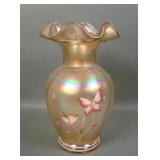 2000 Fenton iridised Butterfly Garden Ruffled Vase
