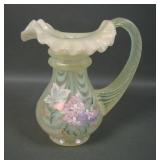Fenton Topaz Opal Hydranges Decorated 6' Pitcher