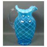 Fenton Blue Opal Diamond Optic Pitcher