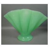 1930's Fenton Jade Green 857 Melon Rib Fan Vase