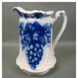 W. Adams English Flow Blue 'Vine' Milk Pitcher