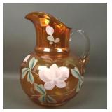 Fenton Marigold Lotus Enameled Pitcher