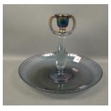 Imperial Stretch Glass Blue Ice Candlestick Bowl