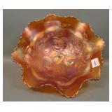 Fenton Dk Marigold Chrysanthemum Ruffled Ftd Bowl