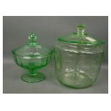 Two Piece Uranium Green Depression Glass Lot