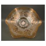 Fenton Cherry Chain Honey Amber Ruffled Bowl