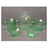 Four Piece Uranium Green Depression Glass Lot
