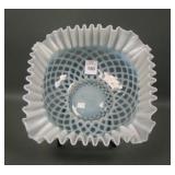 Fenton French Opal Diamond Optic Brides Bowl