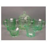Six Piece Uranium Green Depression Glass Items