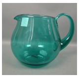 Blenko? Sea Green Bulbous Handled Pitcher
