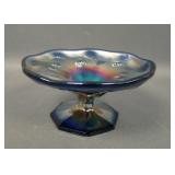 Fenton Blue Blackberry Miniature Whimsy Compote