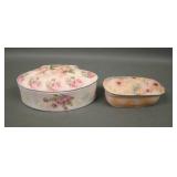Two Royal Bayreuth Rose Tapestry Covered Boxes