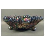 Scarce Fenton Blue Vintage Grape Ftd 3/1 Edge Bowl