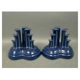 Homer Laughlin Fiesta Cobalt Deco Candle Holders