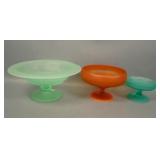 Three Tiffin Satin Glass Compotes