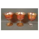 Three Fenton Marigold Rose Spray Compotes