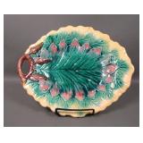 Large English Majolica Begonia Serving Tray