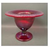 Fenton 2000 SGS Red Stretch Glass Flared Compote