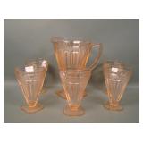 Jeanette Adam Pink Depression 6 Pc Water Set