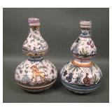 Two Vintage Combria Portuguese Decorated Bottles