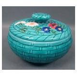 German Majolica Deco Covered Powder Jar