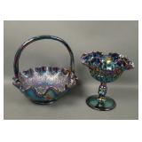 2 Fenton Purple Contemporary Carnival Glass Items