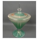 Lancaster Green Decorated Covered Candy Jar