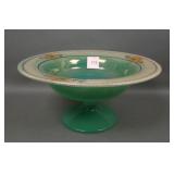 Lancaster Green Decorated Ftd Flared Compote
