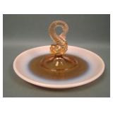 Fenton Cameo Opal # 1557 Dolphin Butter Ball Tray